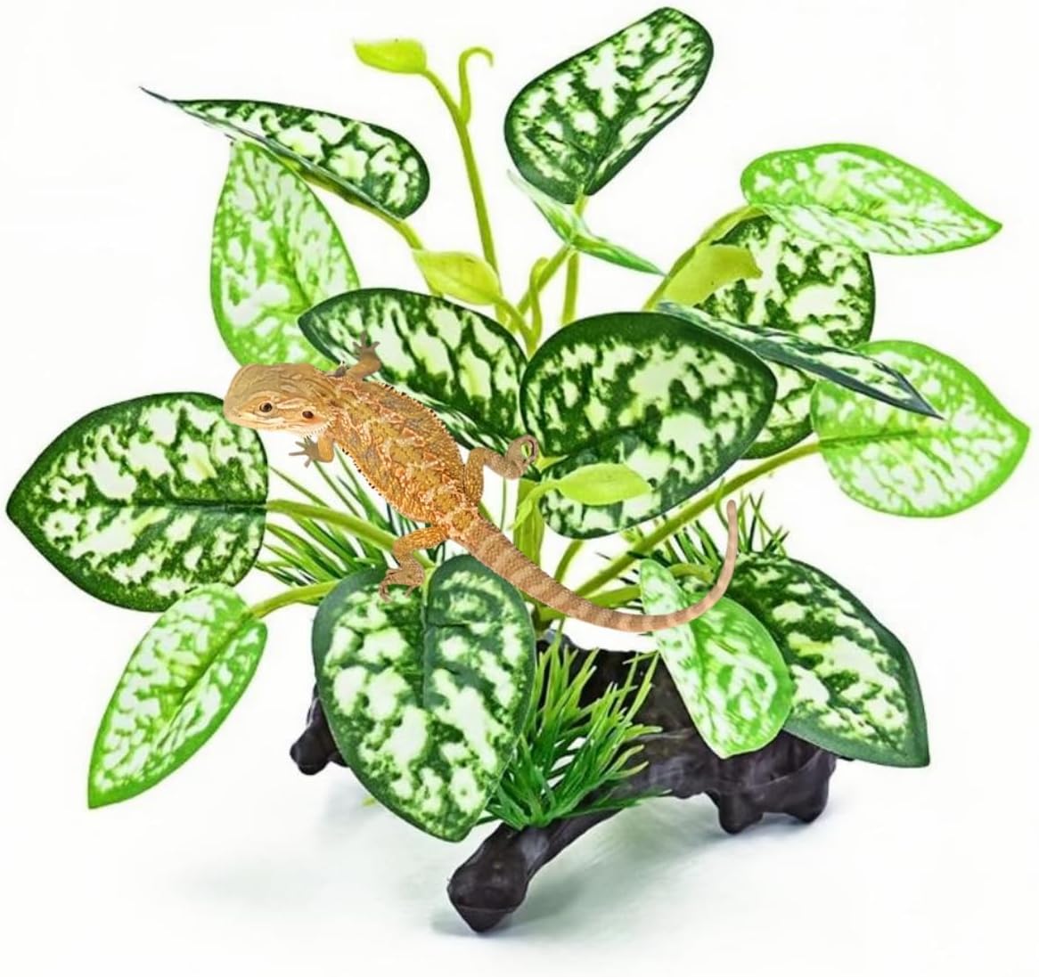 Reptile Artificial Plants, Terrarium Plants Decorations Supplies, Amphibian Habitat Hideout Tank Accessories, Rainforest Ground Plant