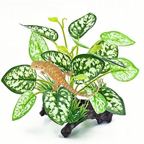 MRTIOO Reptile Artificial Plants, Terrarium Decorations Supplies | Amphibian Habitat Hideout Tank Accessories, Rainforest Ground Plant