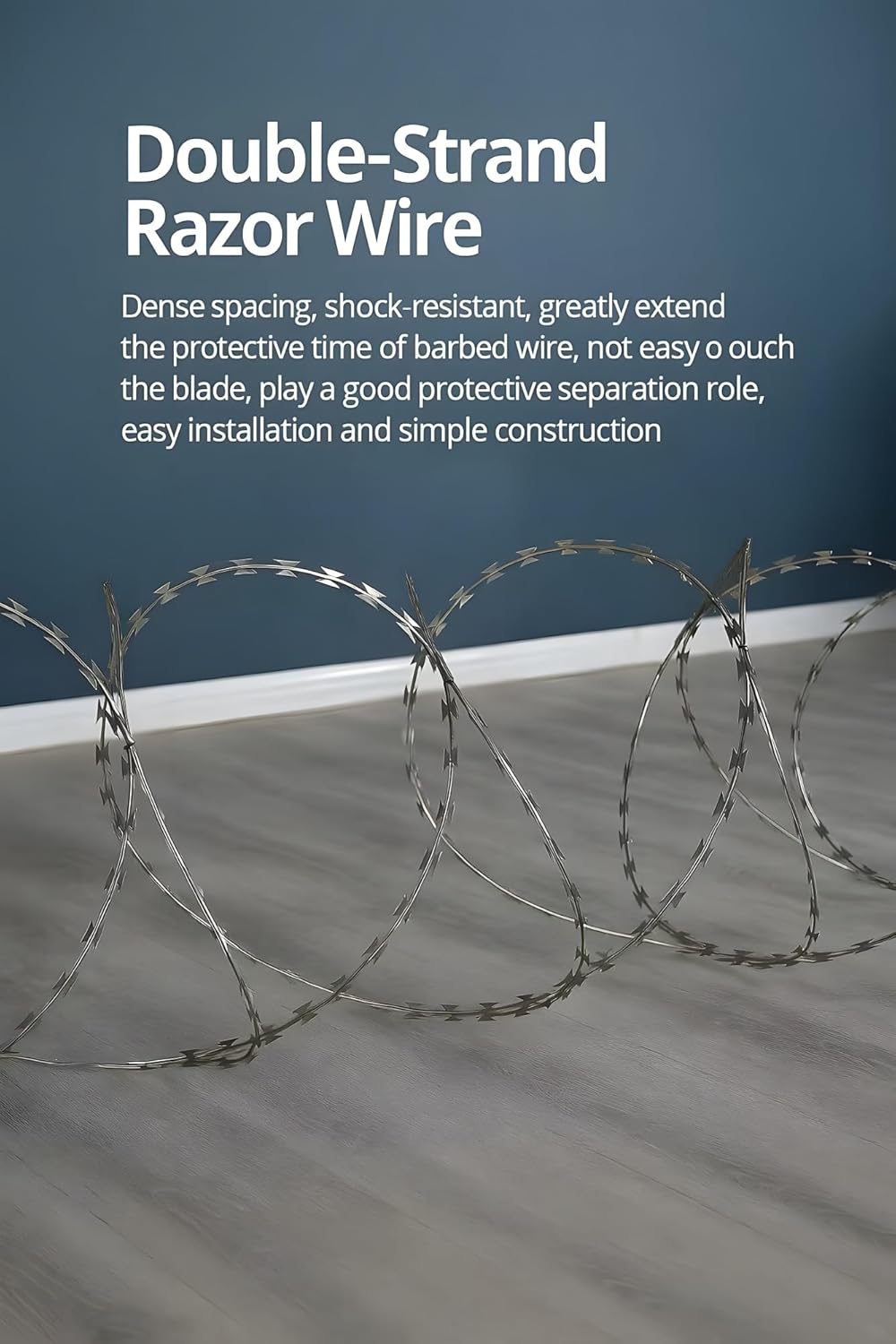 50-Foot Barbed Wire Fence Roll – Double Line Galvanized Razor Wire for Garden, Fence, and Security Use – Heavy-Duty Protective Barrier