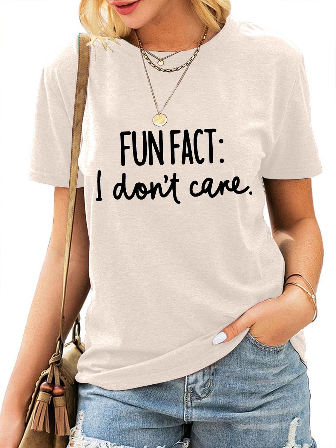 Women's Funny Graphic T-Shirt Fun Fact I Don't Care Casual Short Sleeve Tee Tops image 2