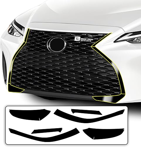 BOGAR TECH DESIGNS Grille Front Bumper Chrome Delete Cover Sticker Decal Vinyl Replacement Compatible with Lexus IS 2021-2023, Gloss Black