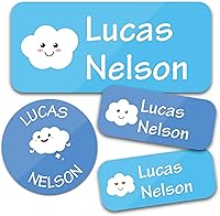 Vista 31 de 130 Etiquetas de nombre personalizadas para guardería, impermeables, adhesivas, personalizadas, para ropa, botellas de agua, loncheras y suministros