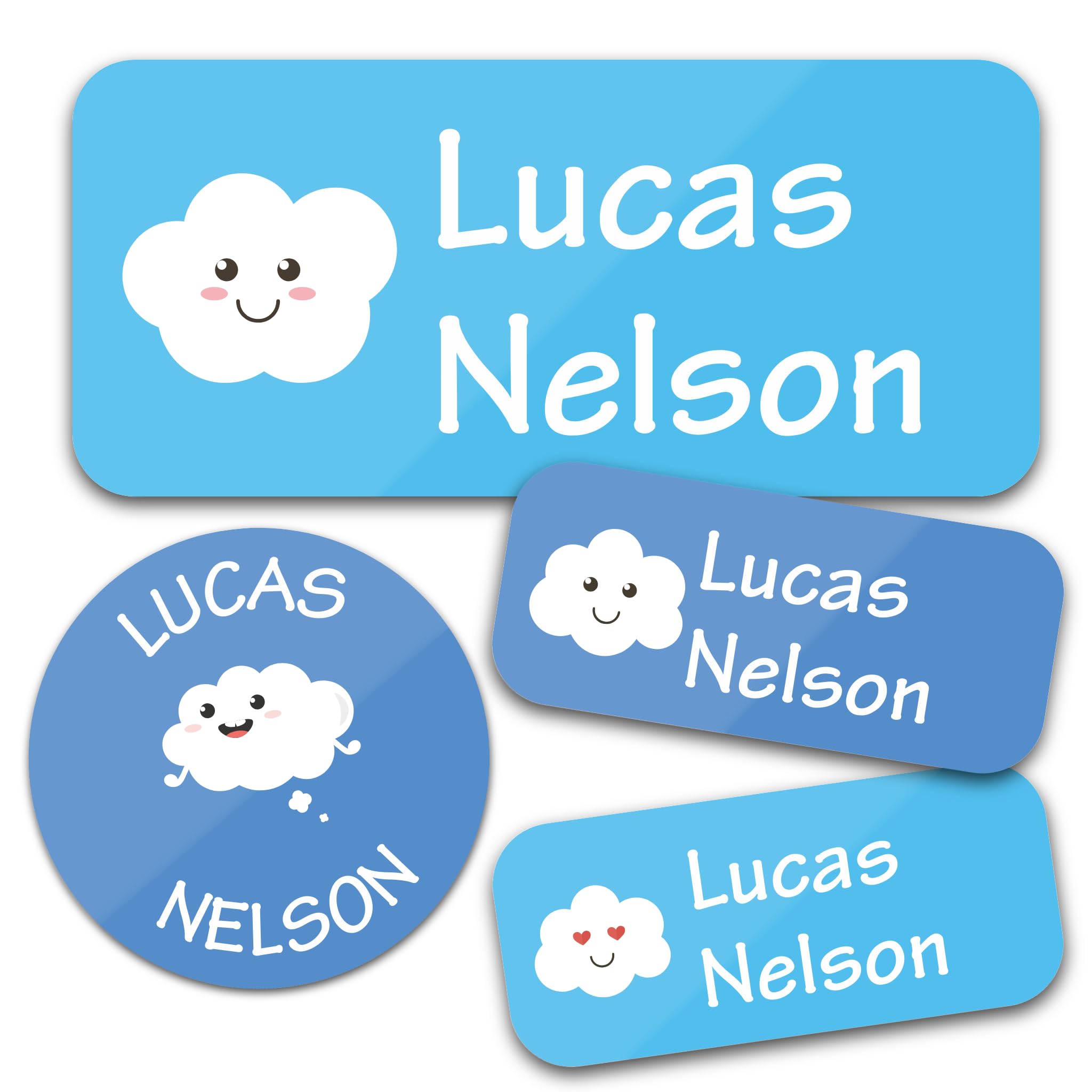 Bunny Badges Personalized Daycare Name Labels for Kids (130 Labels) - Custom Waterproof Name Stickers for Clothing Tags, Water Bottles, Lunch Boxes