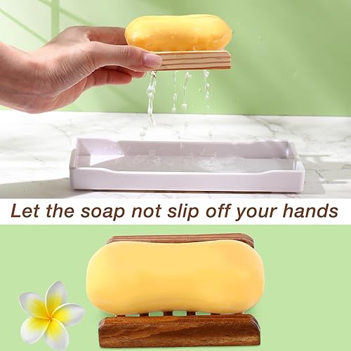 Miniatura 4 de 50 jaboneras de madera de bambú a granel para baño, jabonera de madera para bar, jaboneras autodrenantes, bandeja de jabón de madera para cocina,