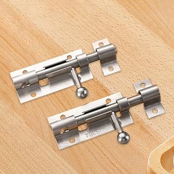 2-Pack Heavy Duty 4-Inch 304 Stainless Steel Slide Barrel Bolt Latch with Padlock Hole - Door Lock Latches for House, Barn, Fence, Shed, and Basement (Silver) - Includes Mounting Screws