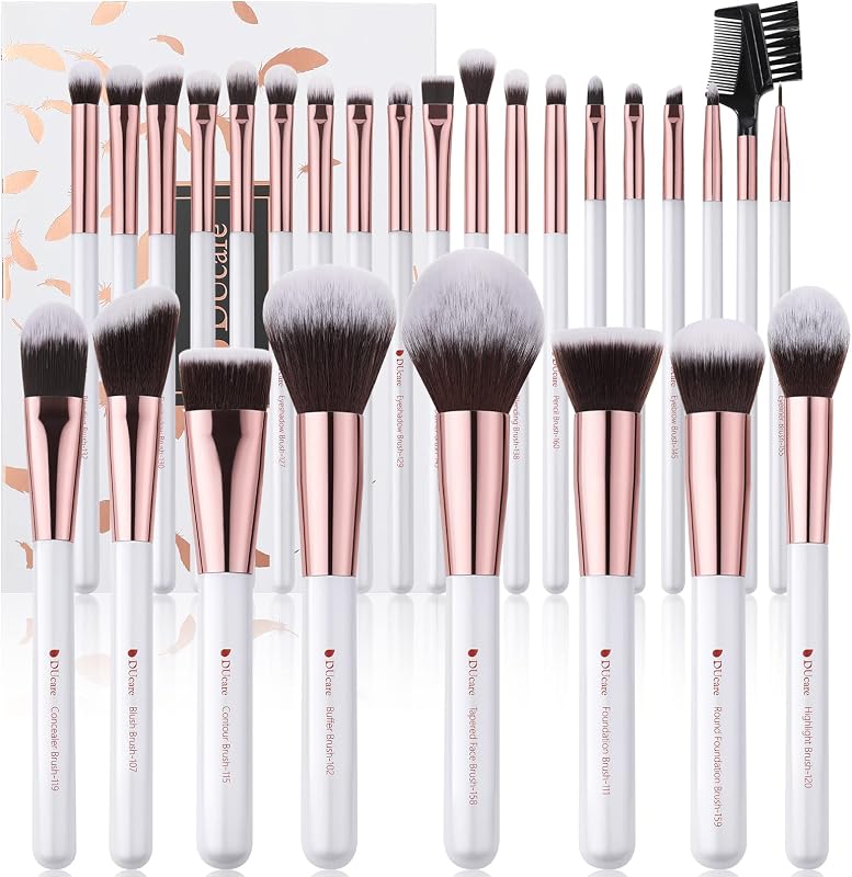 27Pcs Makeup Brushes Professional Makeup Brush Set | Face and Eye Brush Set Ultra soft hair Foundation, Concealer, Blush, Contour, Blending, Eyeshadow Khaki Brush kit