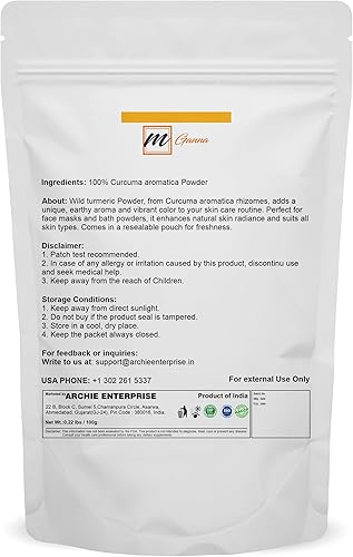 Miniatura 2 de Polvo aromático de cúrcuma silvestre pura 100% natural para una piel suave y brillante 100 GMS  0.22 libras