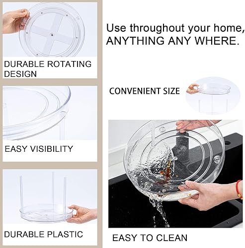 Miniatura 5 de Tocadiscos antideslizantes de 3 niveles Lazy Susan - Estante giratorio de 360 grados para cocina, armario y despensa