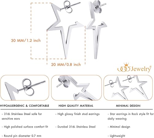 Vista 4 de 555Jewelry Aretes de aro sin níquel con estrella fugaz abierta para mujeres y mujeres