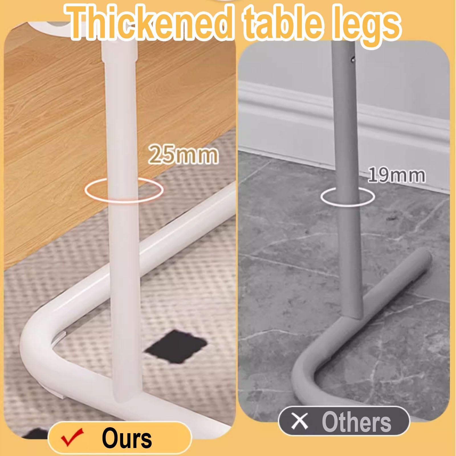 Mesa Portatil Ordenador con Ruedas Mesa Inclinable Material del Marco De Metal Mesa Auxiliar Forma C Mesa Alta Lateral Ayuda Mayores Cama Y Silla De Ruedas(White)