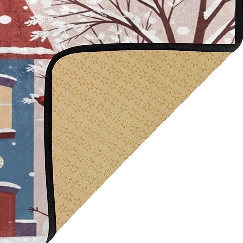 Miniatura 6 de Gredecor Alfombra de cocina con muñecos de nieve para patio con árboles, antifatiga, para invierno, Navidad, decorativa, antideslizante, lavable,