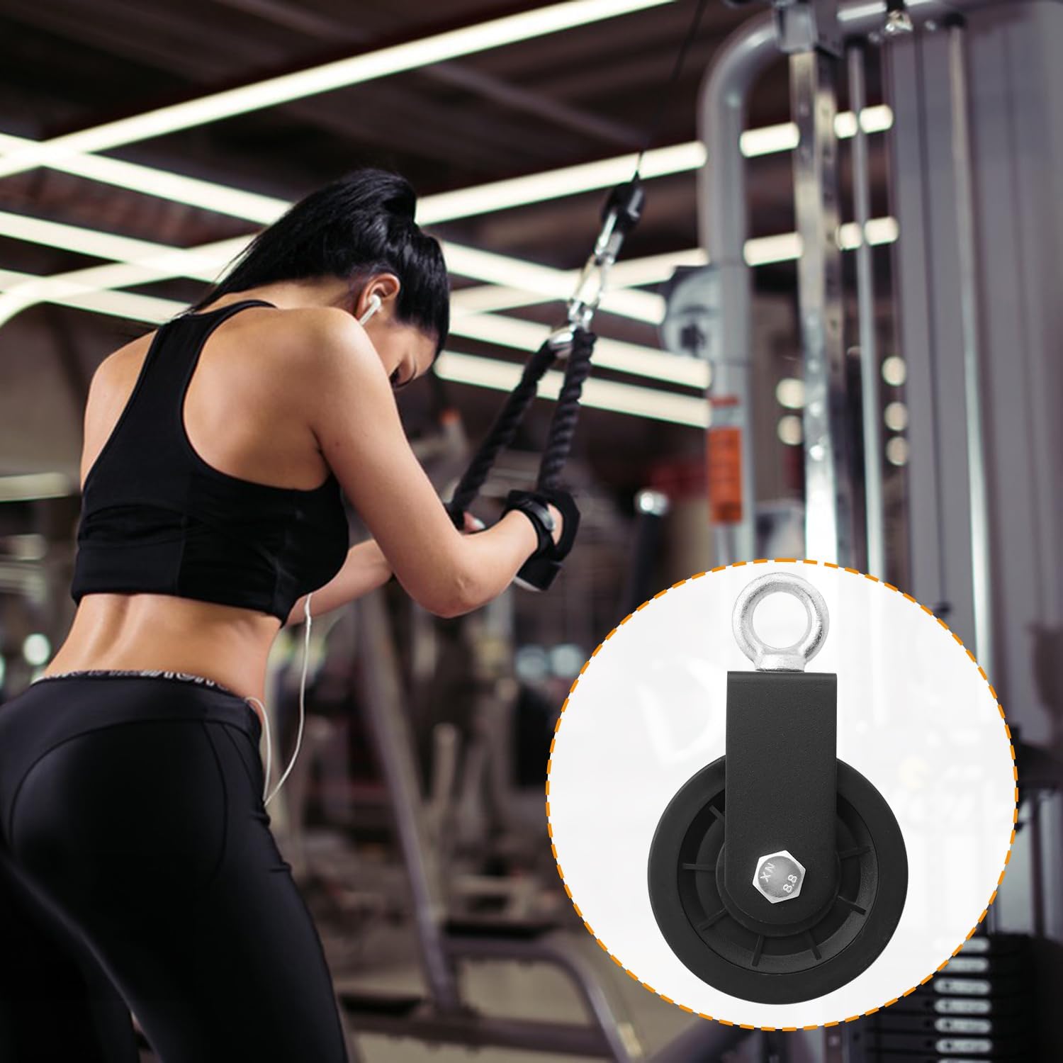Traction Silent Nylon Gym Cable Pulley Wheel, Rotation 360 Degree Traction Wheel, Strong Bearing Capacity,for LAT Pulley System DIY Gym Pulley System