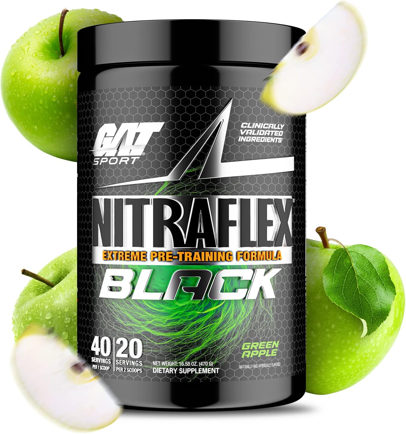 GAT SPORT Nitraflex Black PreWorkout Powder, Extreme Pre