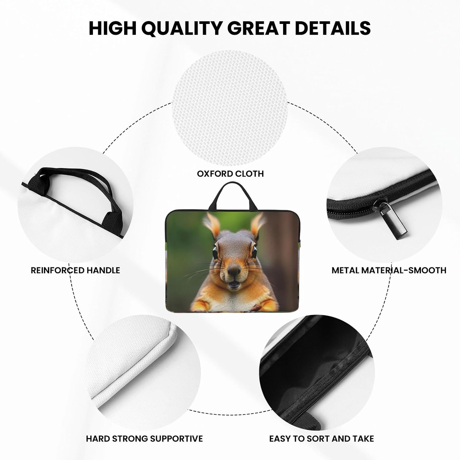 360 Protective Laptop Case 14 inch, Squirrel Funny Animal Laptop Sleeve with Handle Shockproof Computer Bag Waterproof Traveling Computer Cover Notebook Case Briefcase Gifts for Men Women image 4