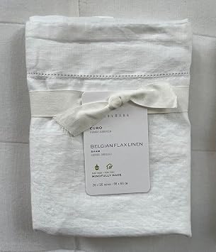 Pottery Barn Belgian Linen Flax Euro Shams ~*~Set of Two~*~White~