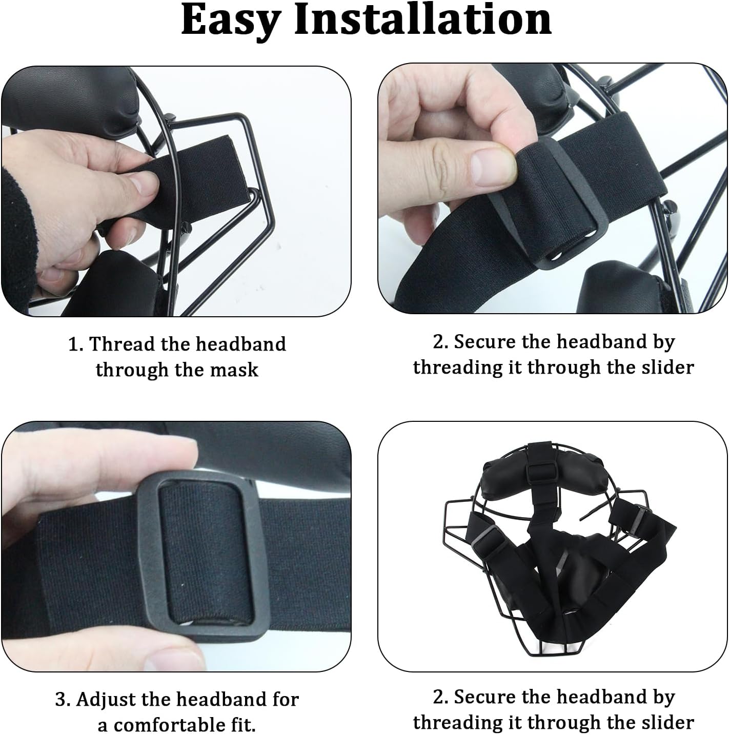 Adjustable Baseball and Softball Mask Strap, Elastic Catcher Mask Harness Replacement, Features a Head Strap Design with Sliding Buckles, Ideal for Baseball, Softball and Catcher Masks