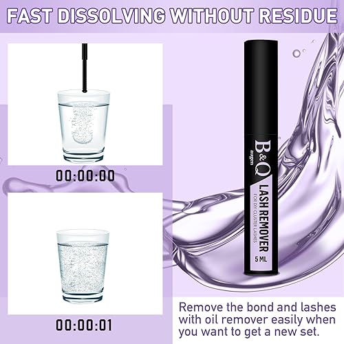 Miniatura 5 de Kit B07 extensión de pestañas DIY, racimos de pestañas, pestañas individuales, con cepillo de rímel, removedor de pegamento, aplicadores de pestañas