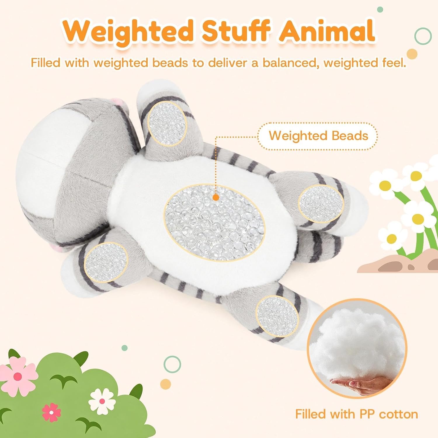 Tabby Cat Weighted Stuffed Animal, Soft Plush Toy Gift(10.6 Inch, 0.7 Lbs) image 5