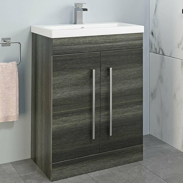 AURORA 600mm Bathroom Vanity Unit Basin Storage Cabinet Furniture Charcoal Grey Modern