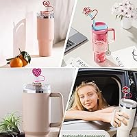 Vista 5 de 10 tapas de popote para vaso Stanley Cup de 30 y 40 onzas, de 0.394 in, reutilizables, de silicona, para popote, accesorios para copas Stanley