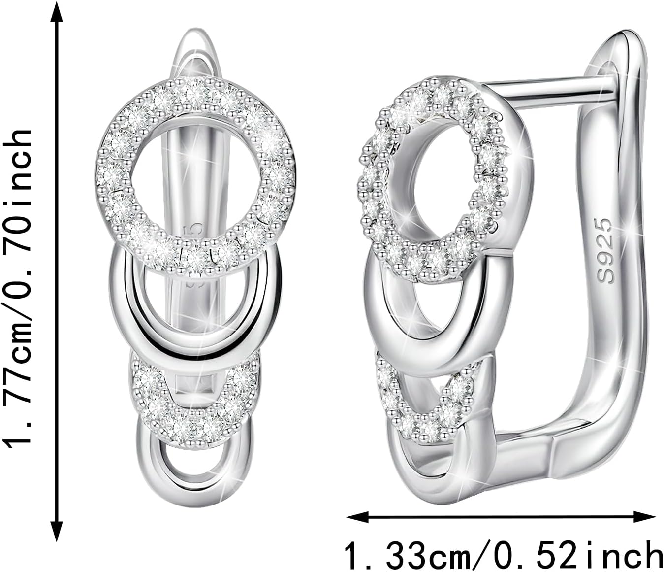 Sterling Silver Trendy Halo Earrings Dainty Huggie Hoop Cubic Zirconia Earring White Gold Plated Hypoallergenic Jewelry Fashion Birthday Gift for Women - Image 3