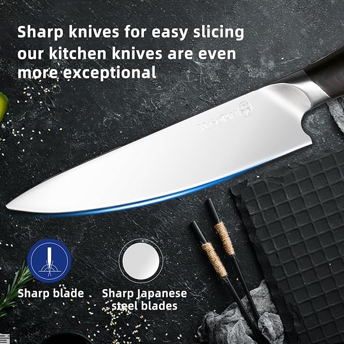 Set Cuchillos Cocina 5 Piezas Acero Inoxidable Base Magnética Madera miniatura 4