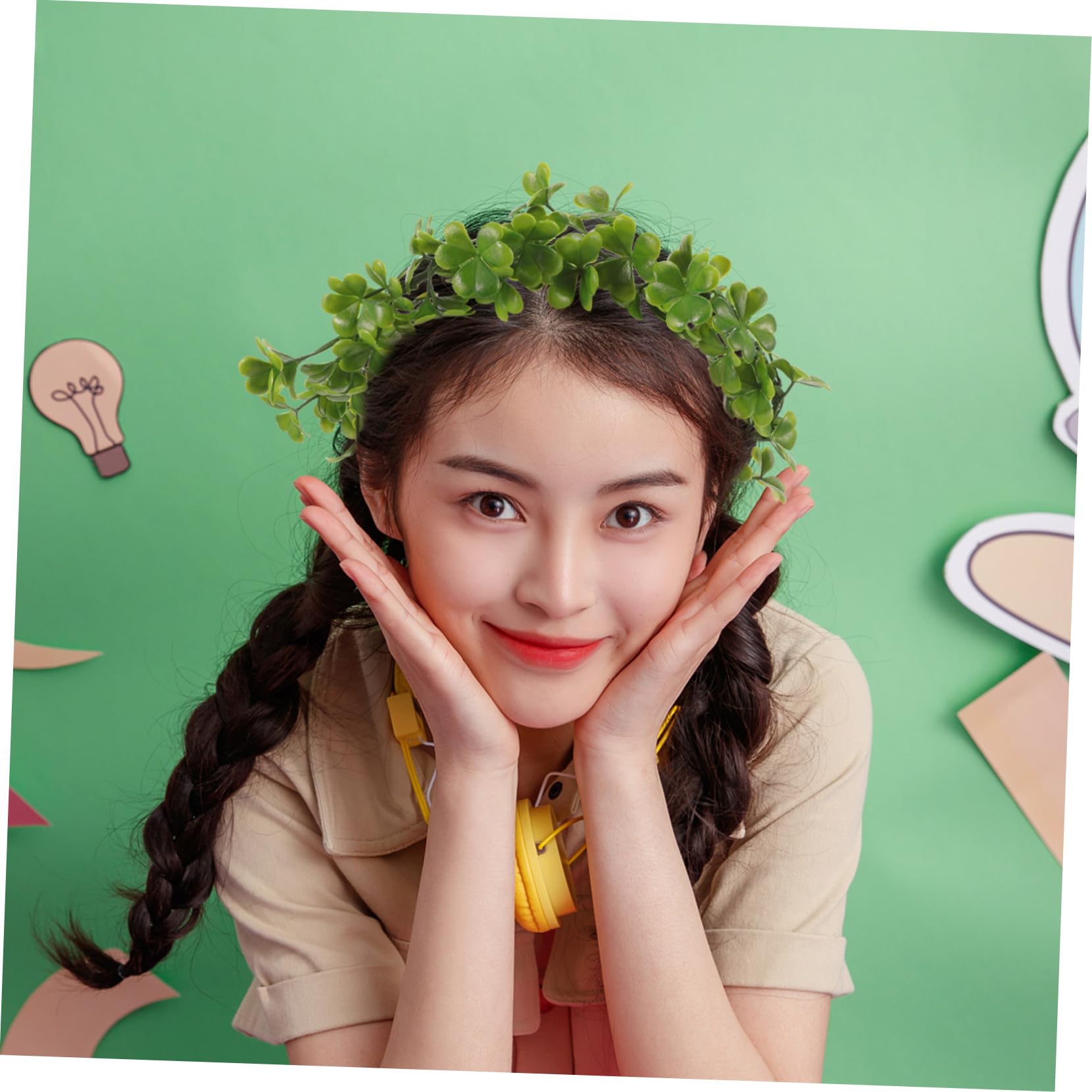 5 Stück Kranz Stirnbänder Mädchen Stirnband St Patricks Day Stirnbänder Für Mädchen Grüne Blumenkrone Grüne Krone St Patricks Day Kleeblatt Krone Vase Braut