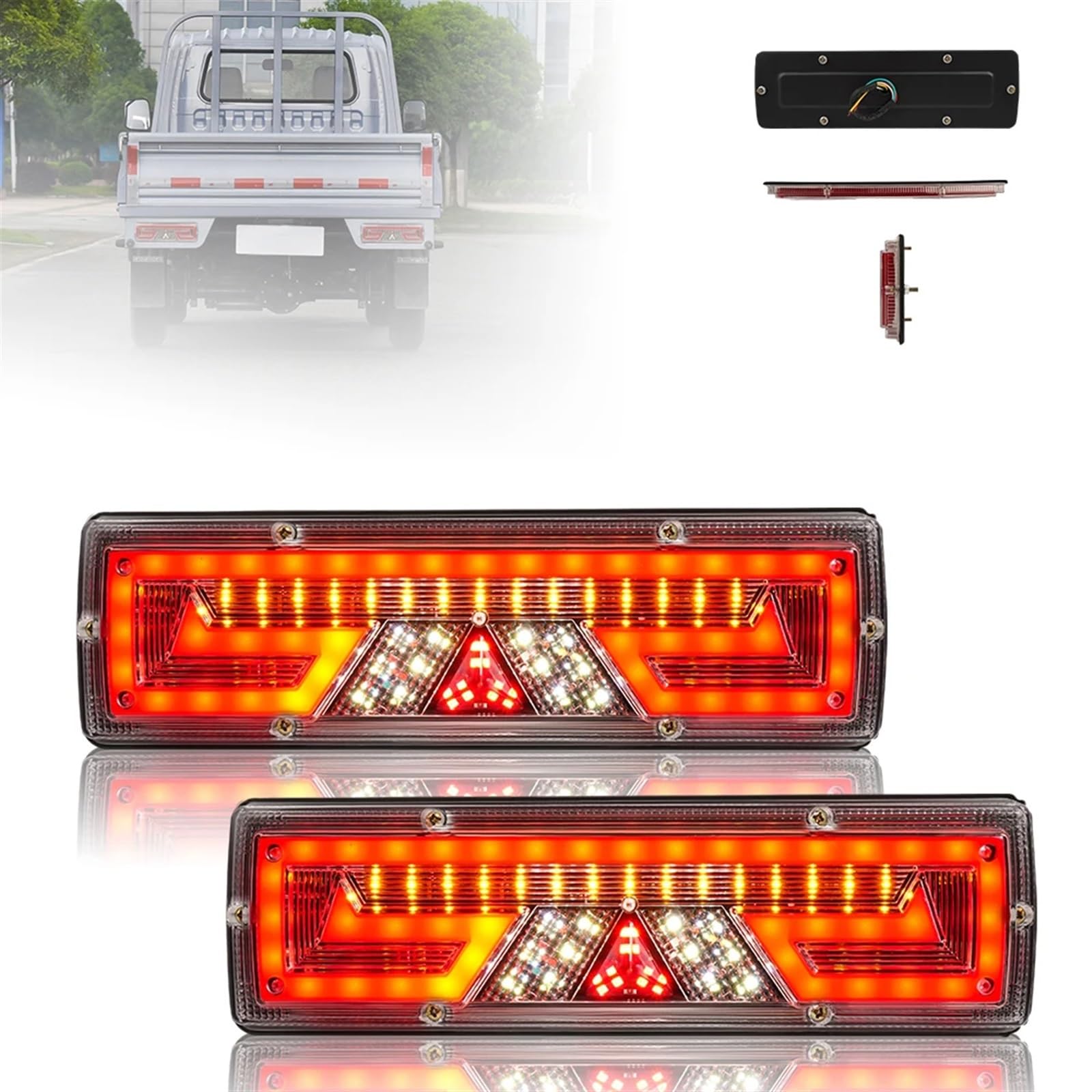 Set Iluminación Trasera Luces LED Para Remolque Camión 2 Uds 12V-24V, Tiras, Lámpara Señal Giro Para Coche, Indicador Trasero, Luz Trasera, Luces Traseras Intermitentes Freno Piloto Posterior