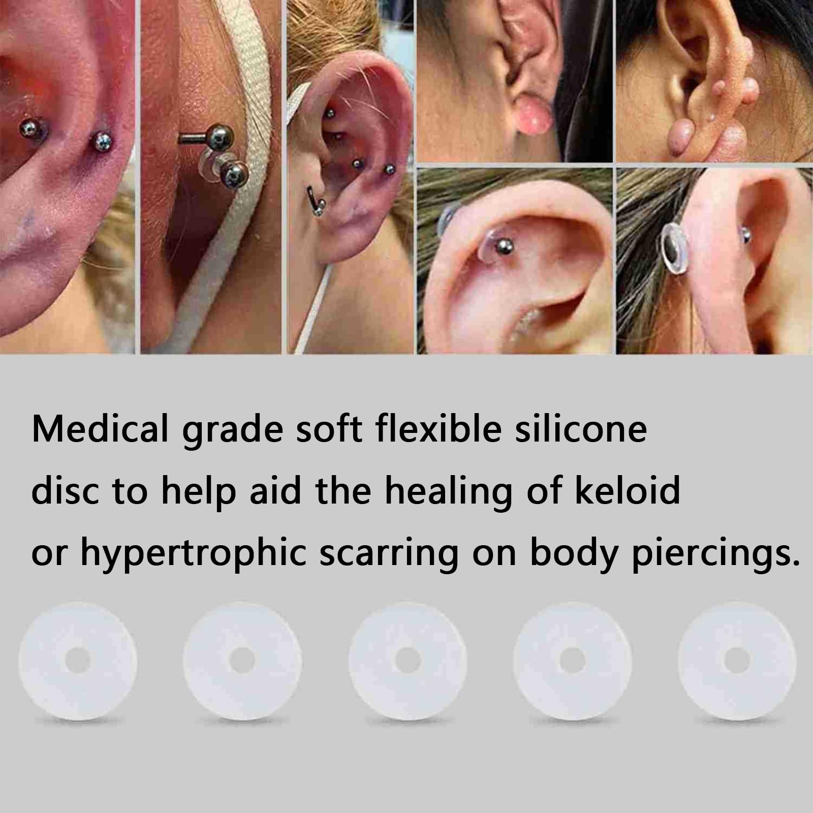 Kit 30 Disques Piercing Silicone Transparent + 200 Bouchons D'oreille - Tailles 5/7/10 Mm, Hypoallergénique, Pour Stabiliser Bijoux