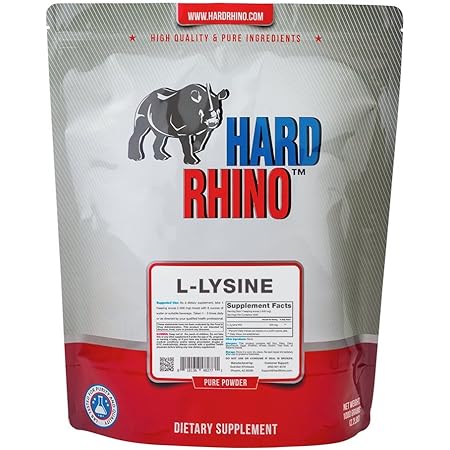 Hard Rhino L-Lysine Powder, 1 Kilogram (2.2 Lbs), Unflavored, Lab-Tested, Scoop Included