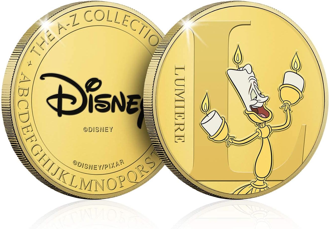 IMPACTO COLECCIONABLES Disney A-Z Collection L Is For Lumiere Gold-Plated Full Colour Commemorative in Retail Pack