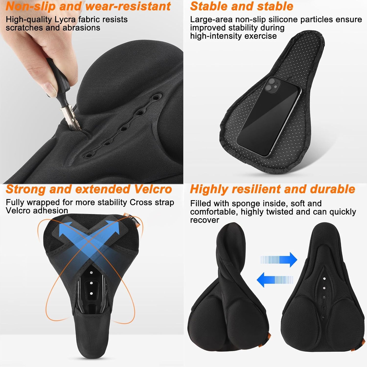 Coprisella per Bicicletta per Merida Ride 88 2014, Copri Sella Bicicletta Comoda in Memory Foam a Doppio Strato, Coprisella Bici Gel Morbido,Black1