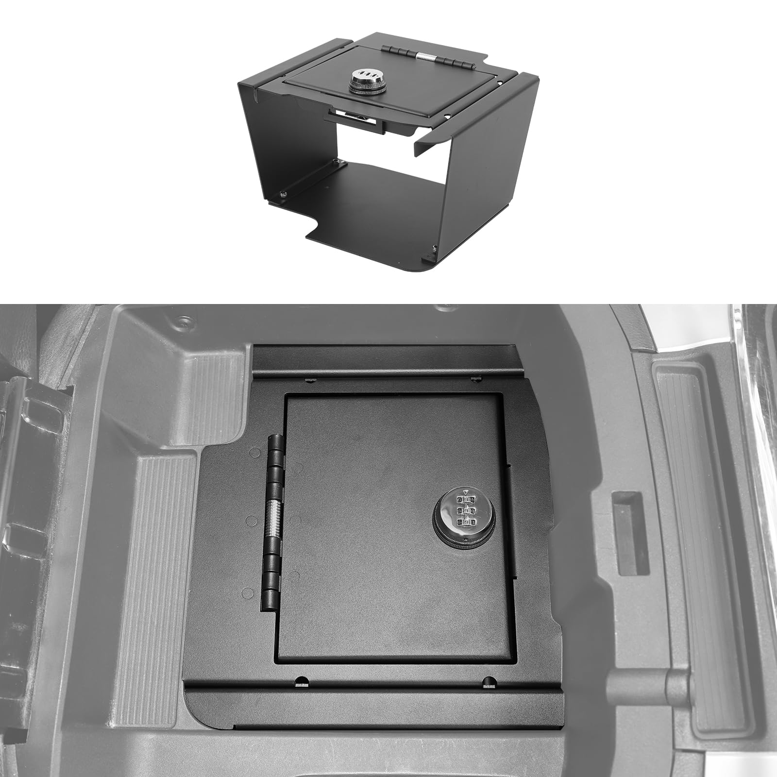 CheroCar for RAM Armrest Locking Storage Safe Box Center Console Armrest Organizer Gun Safe Box with Password Compatible with Dodge RAM 2009-2018,