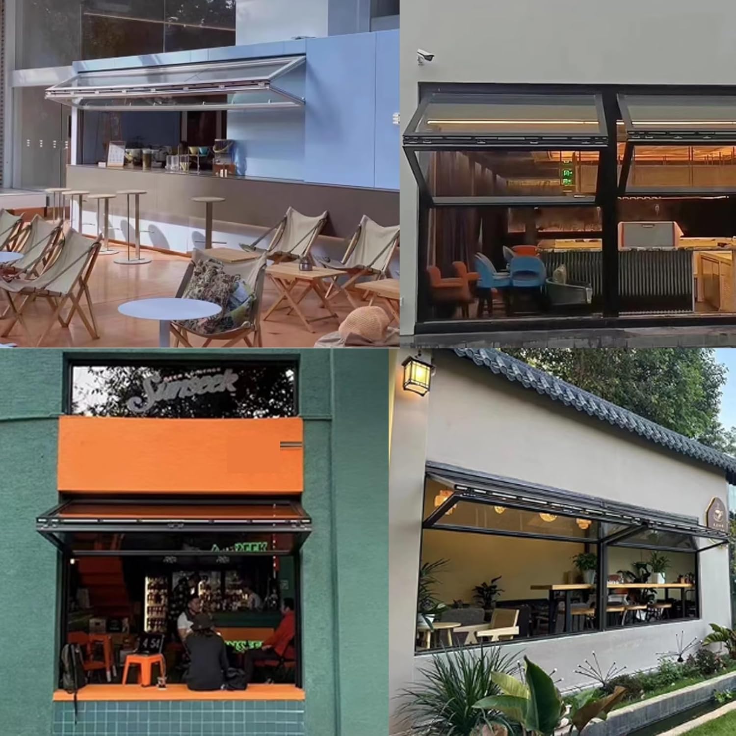 Concession Window for Food Truck, Heavy Household Farm House Windows, Aluminum Vertical Sliding Serving Manual Folding Window with Locking Handle | Flush Mount for Ventilation for Kitchen(White