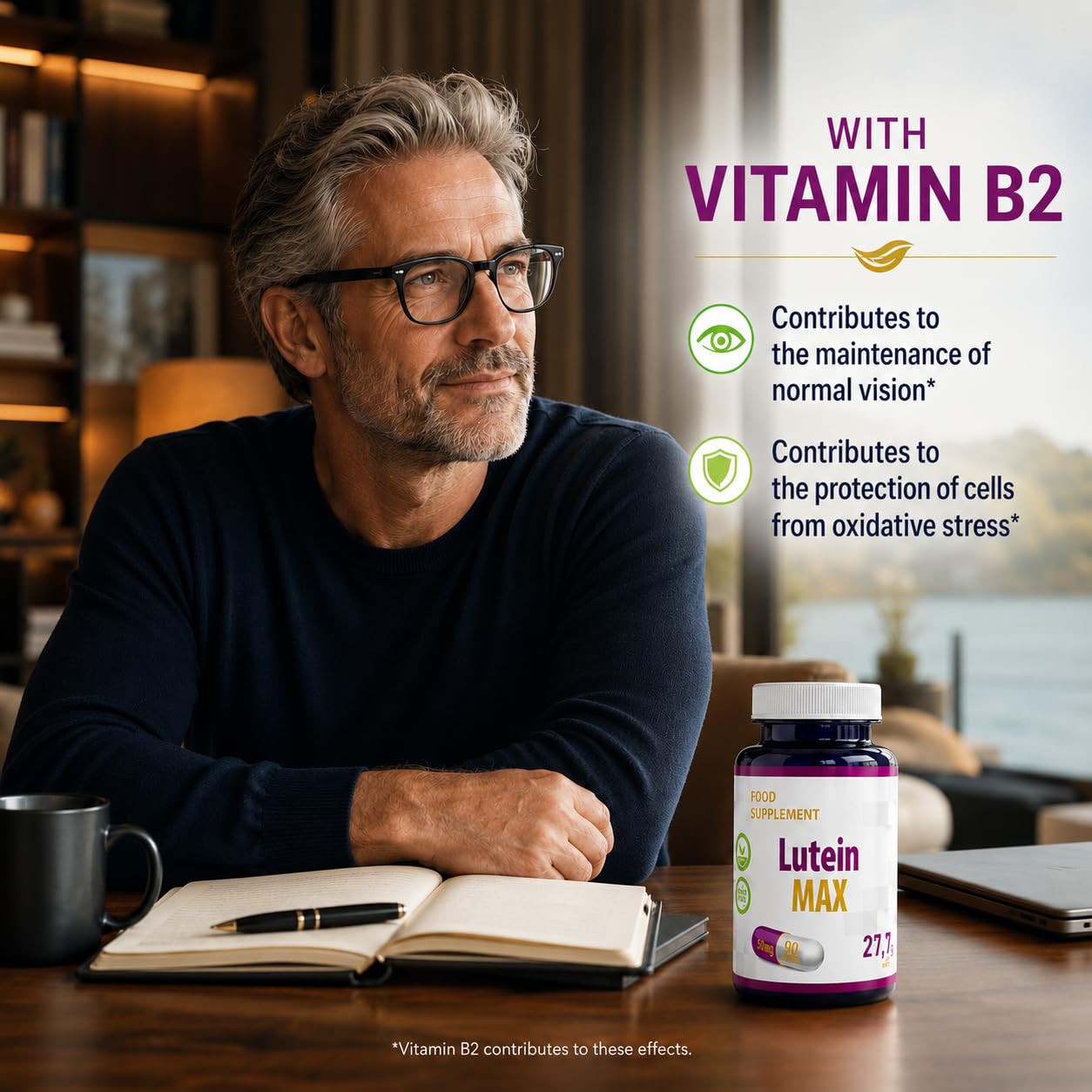 Hepatica Lutéine 50 mg avec Vitamine B2 | Extrait de Souci | 90 Gélules Véganes | Réserve 3 Mois | GMP & laboratoire indépendant