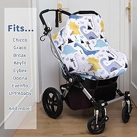 Rquite All-in-1 Car Seat Cover Baby, Carseat Covers for Girl Boy, Stretchy Soft Infant Car Seat Cover, Multi-use Baby Carrier Cover, Car Seat Canopy, Stroller Sun Shade, Nursing Breastfeeding Cover