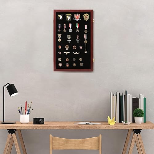 Miniatura 7 de VERANI Exhibidor de pines de 16 x 25 pulgadas, colección de pines, marco de exhibición de medallas militares con 98% de protección UV, puerta