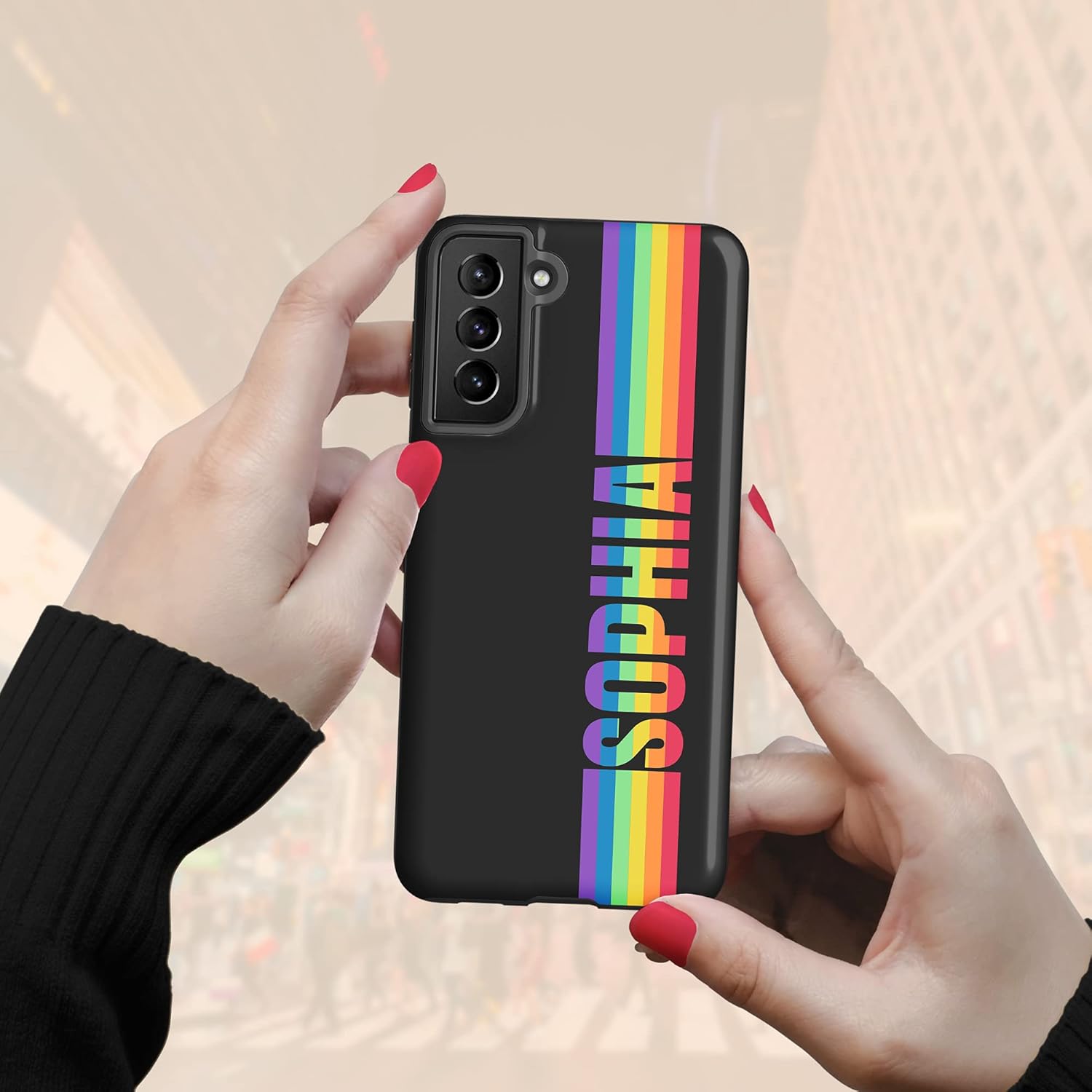 Custom Name LGBTQ Pride Rainbow Phone Case, Personalized Case, Compatible with Samsung Galaxy S26 Ultra, S25 Plus, S24, S23, S22, S21, S20