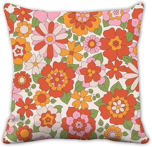 Vintage Vibrant Floral Velvet Pillow Covers 16X16 Pillow Covers for Couch Cushion for Sofa Outdoor Winter Cover Throw Case Decoracion Winter Fall