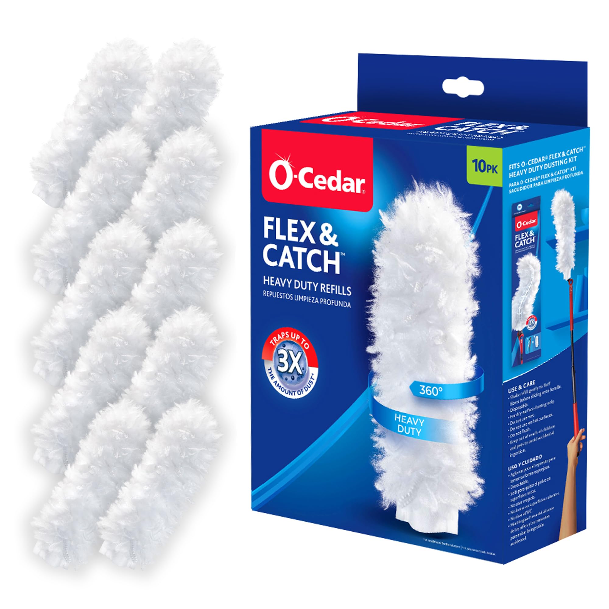 O-Cedar Flex &amp; Catch Heavy Duty Dusting Refills (10 Count) | Disposable Duster Refill | Traps 3X More Dust Than Traditional Feather Duster