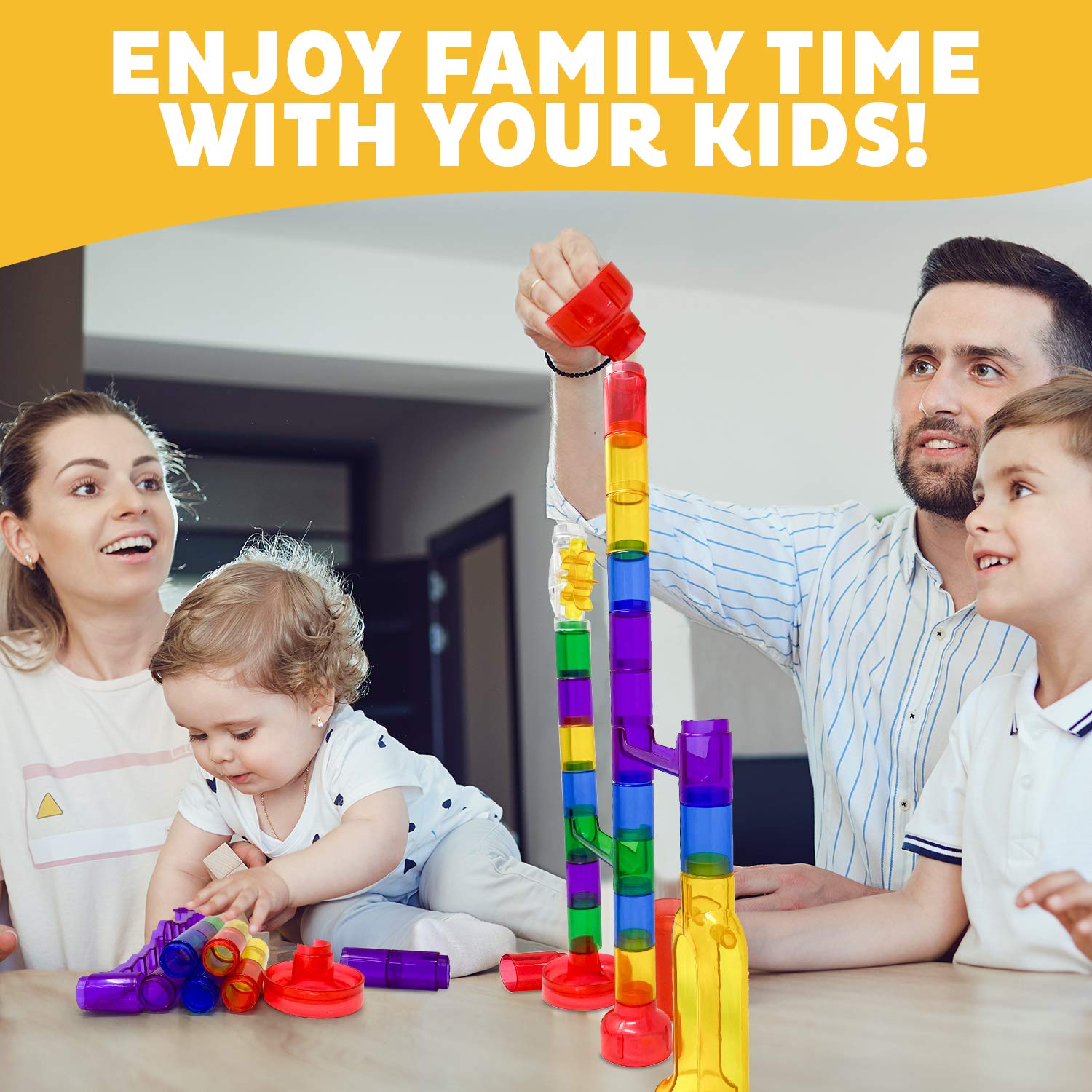 WhizBuilders Marble Run Sets for Kids 138Pcs Marble Race Track Marble