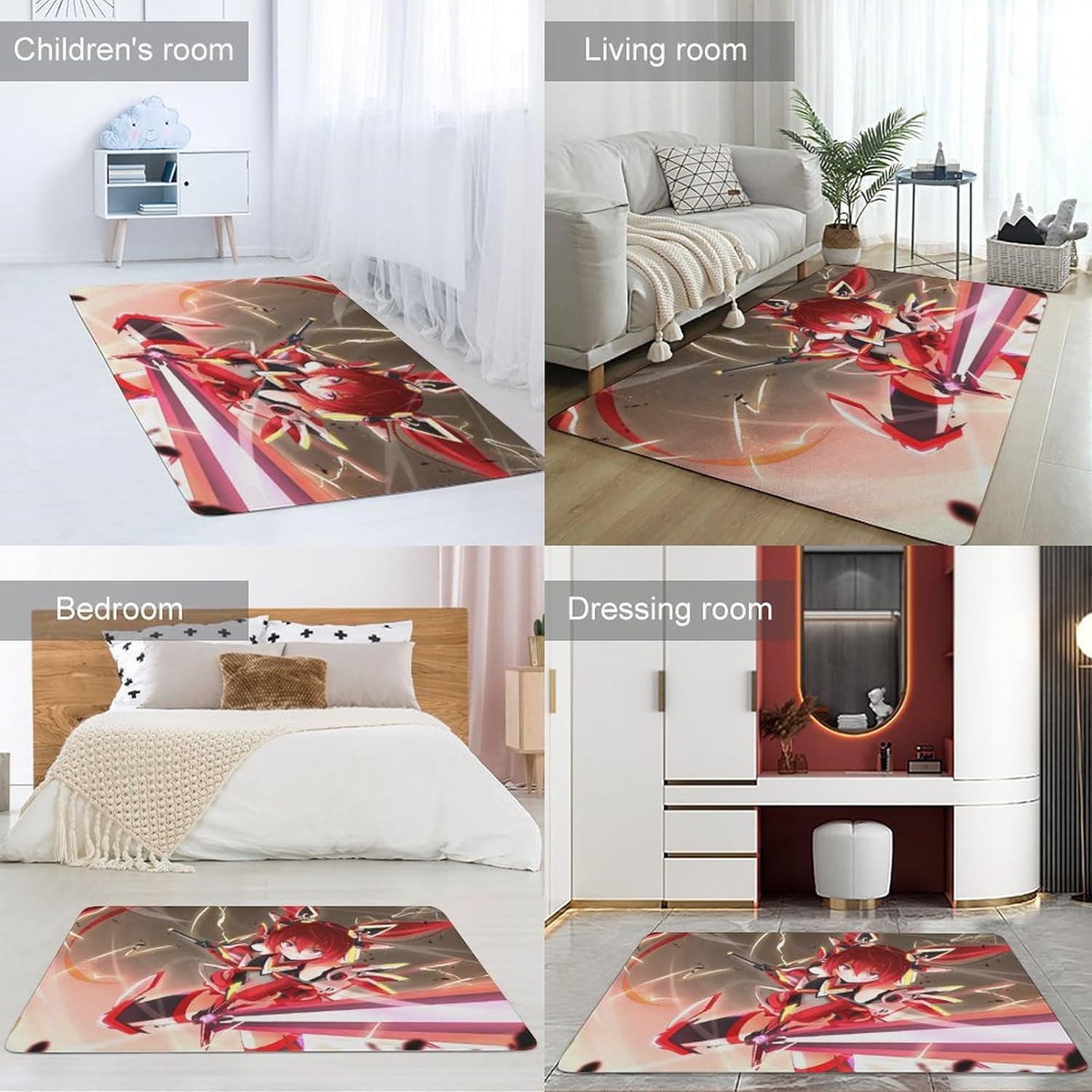 カーペット One Size 長方形 俺、ツインテールになります テイルレッド 魔法少女 かわいいアニメ柄 ラグ ラグマット 【高密