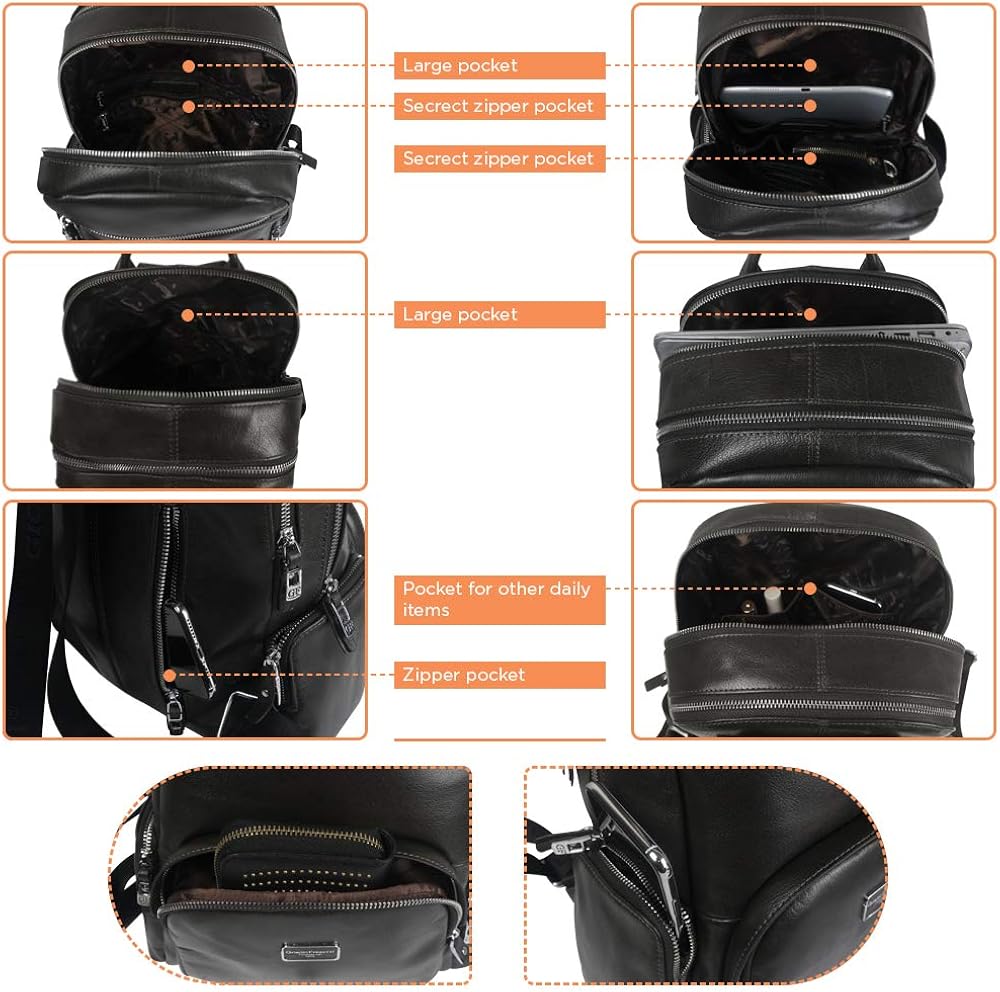 Flash Deals - 50% OFF Anti-Theft Leather Backpack Waterproof Satchel Bags for Men and Women (Grigio Scuro), Brown, Medium