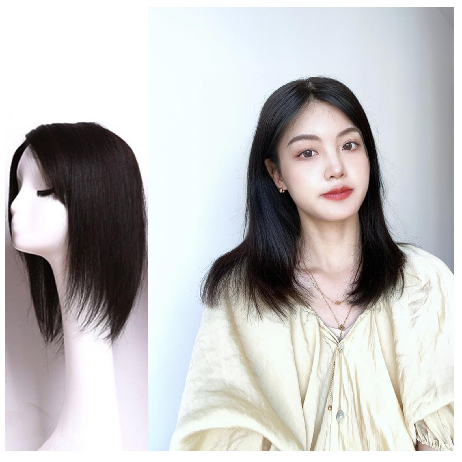 Amazon.co.jp: 部分 ウィッグ 人毛100% つむじ専用 頭頂部つむじ 女性 