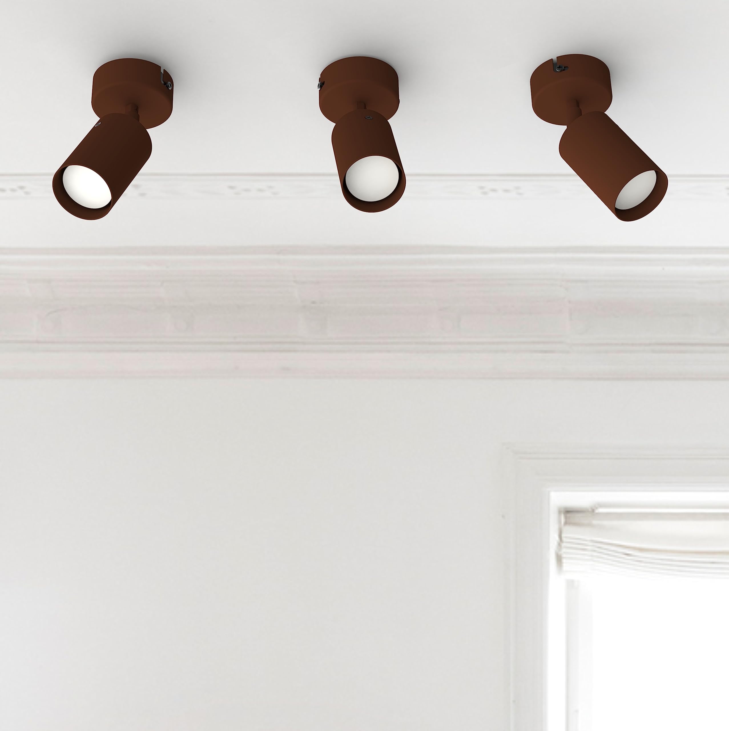 L+ Foco Spot «LED», orientable, para techo o pared, de metal - Conexión: GU10 - Made in Italy - Diámetro: 6 cm - Diseño moderno para cocina y salón (Corten)