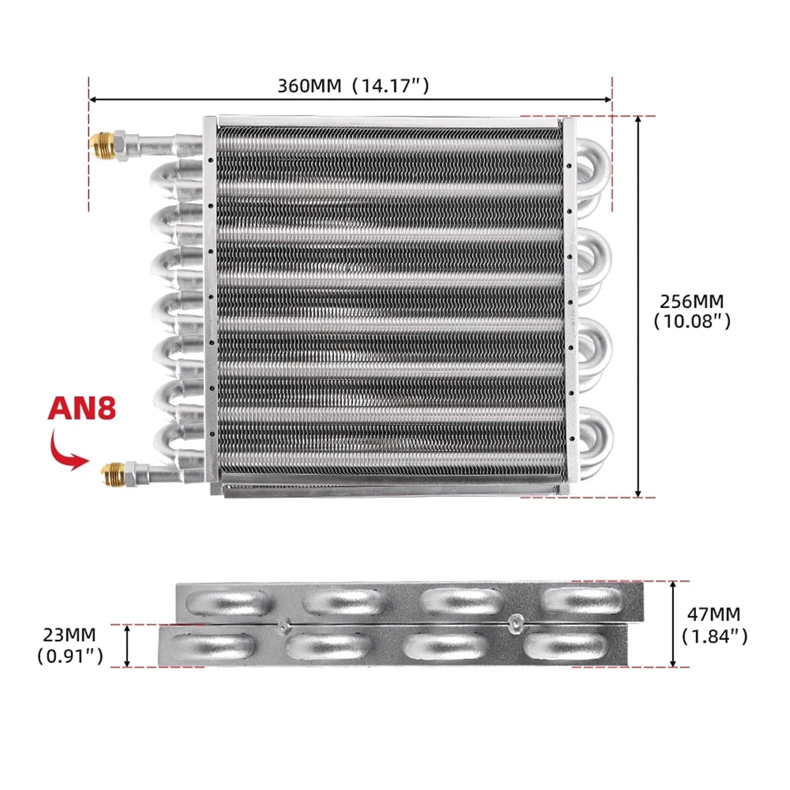 Filtro aria cabina 15300 Radiatore del fluido 16 passaggi 16" Tubo e alette Radiatore dell'olio della trasmissione Electra-Cool - AN8 OSA018 filtro abitacolo(Blue)