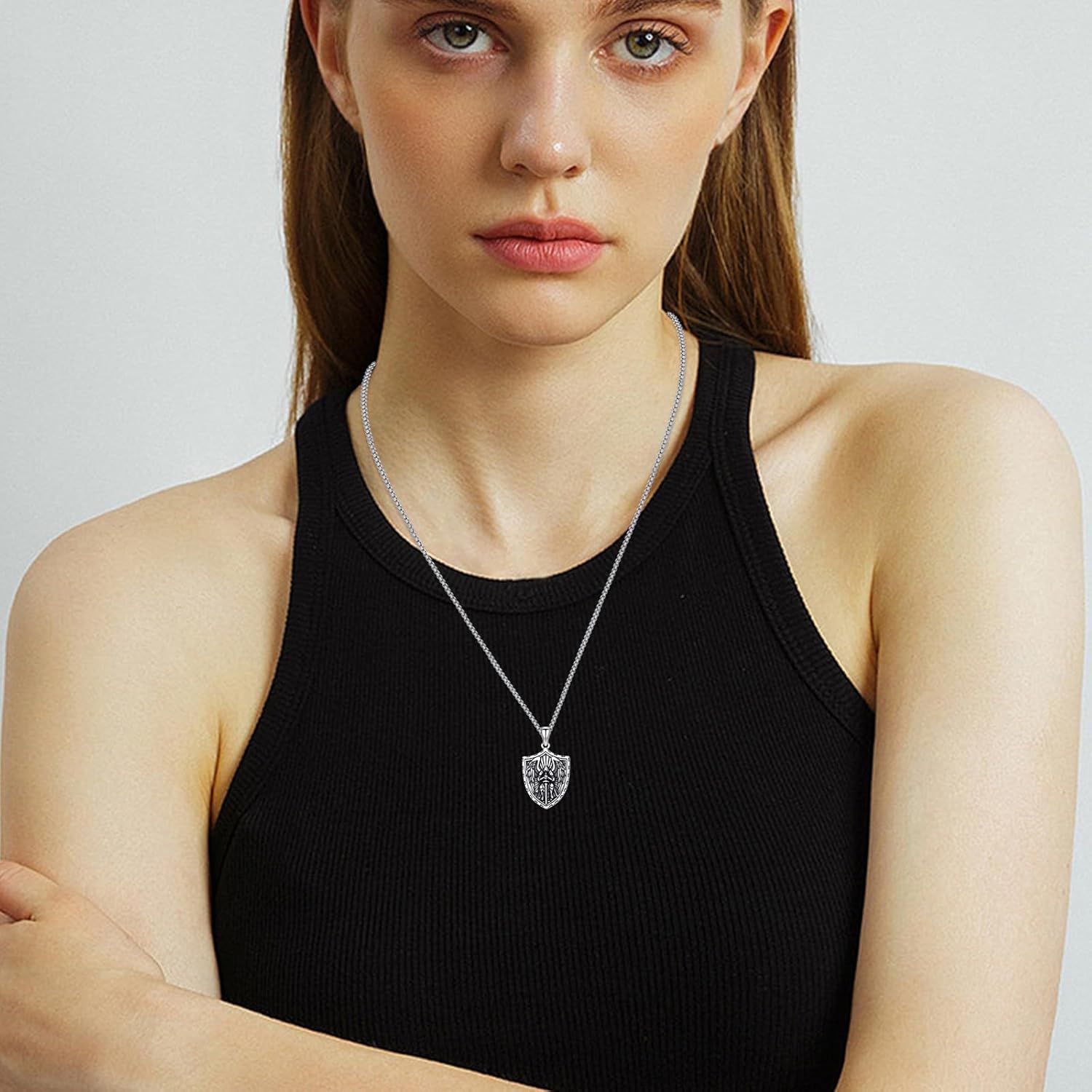 REDSUN 925 Sterling Silver Patron Amulet Necklace Jesus Cross/Knights Templar/St Michael/St Raphael/St George Protection Jewelry Gifts for Men Women, with Stainless Steel Chain - Image 4