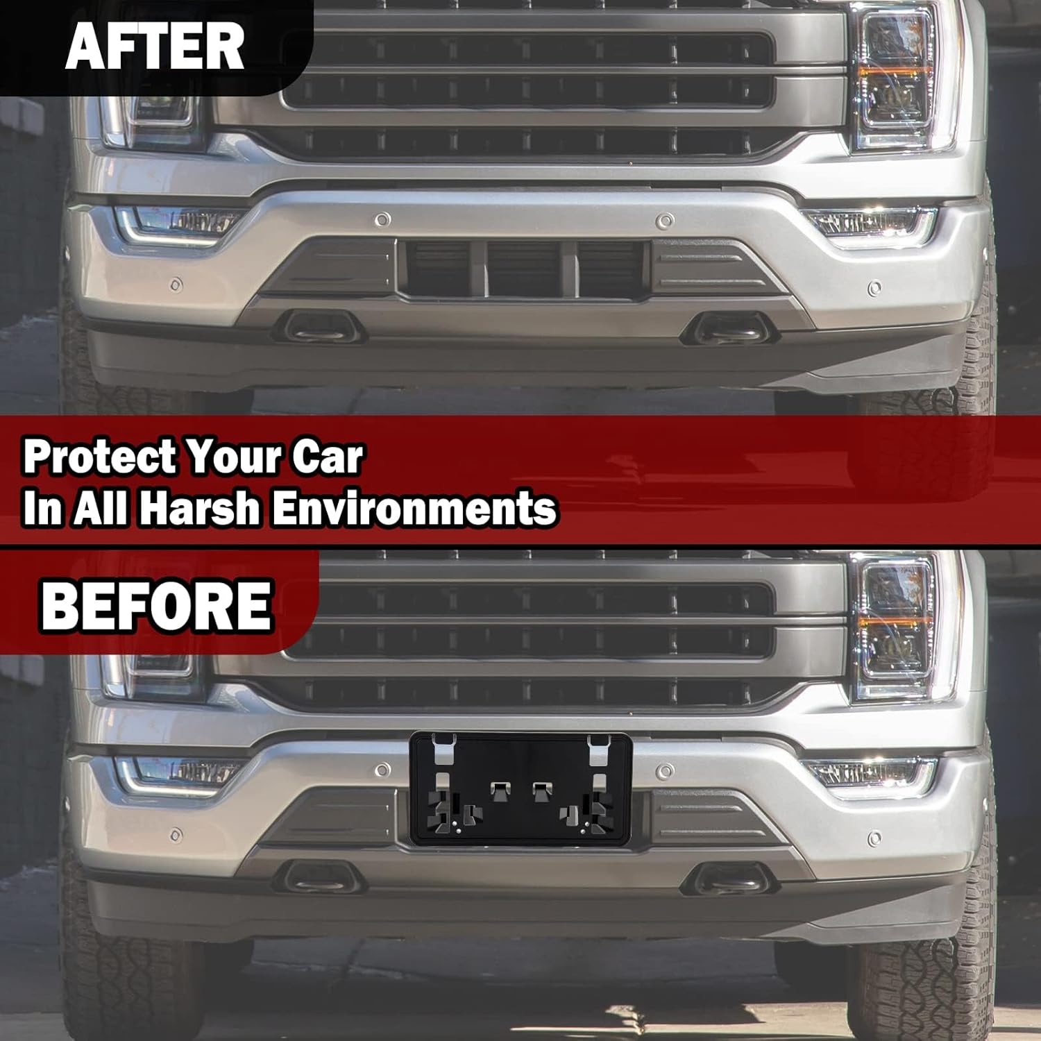Front License Plate Bracket Holder Compatible with 2021-2023 Ford F150 2.7L 3.0L 3.5L V6 Replace ML3Z-17A385-BB