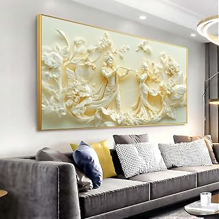 White Krishna Radha Wall Art Modern Canvas Painting Pretty Print Artwork for Office Bedroom Bathroom Living Room Home Decor with Aluminum Frame