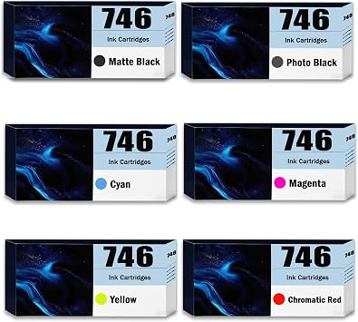 746 Ink Cartridges Replacement for DesignJet P2V78A P2V79A P2V80A P2V81A P2V82A P2V83A for DesignJet Z6 Z9+ Printers 6 Pack 1 Matte Black 1 Photo Black 1 Cyan 1 Magenta 1 Yellow 1 Chromatic Red